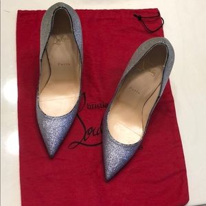 Christian Louboutin Silver glittered leather Pumps